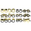6 Pcs Black And Gold Graduation Glasses Class of 2025 Grad Eyeglasses for Graduation Party Decoration Photo Booth Props