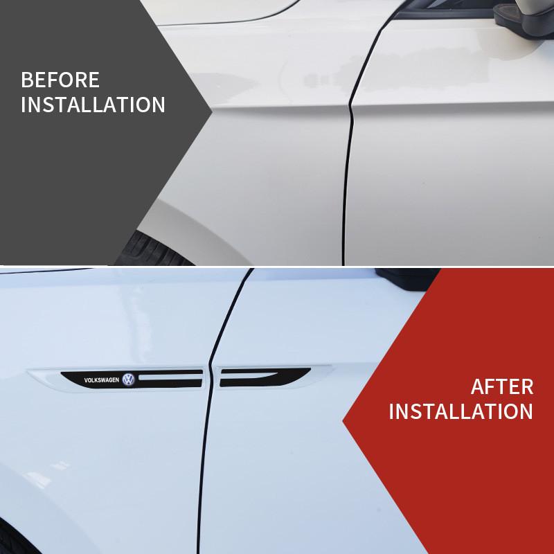 OBTLU1 New 2pcs Epoxy Sticker Car Fender Side Wing Emblem Badge Sticker For VW Volkswagen Polo Jetta Golf Passat Tiguan Touran