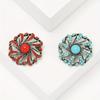 Retro Personality Rhinestone Hollow Flower Turkish Blue Brooch Fashion Temperament Clothing Accessories Pin
