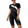 Женский короткий гидрокостюм черный с круглым вырезом, короткими рукавами, передней молнией, контрастного цвета, женский костюм для дайвинга, плавания