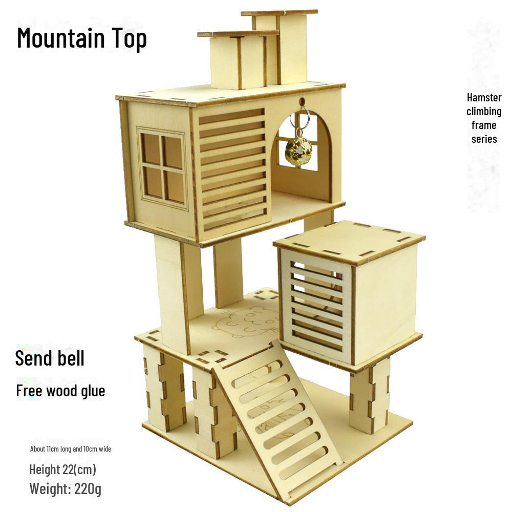 Solid Wood Hamster Play Tunnel: Sports Track, Climbing Stairs, Shelter & Fitness Platform.