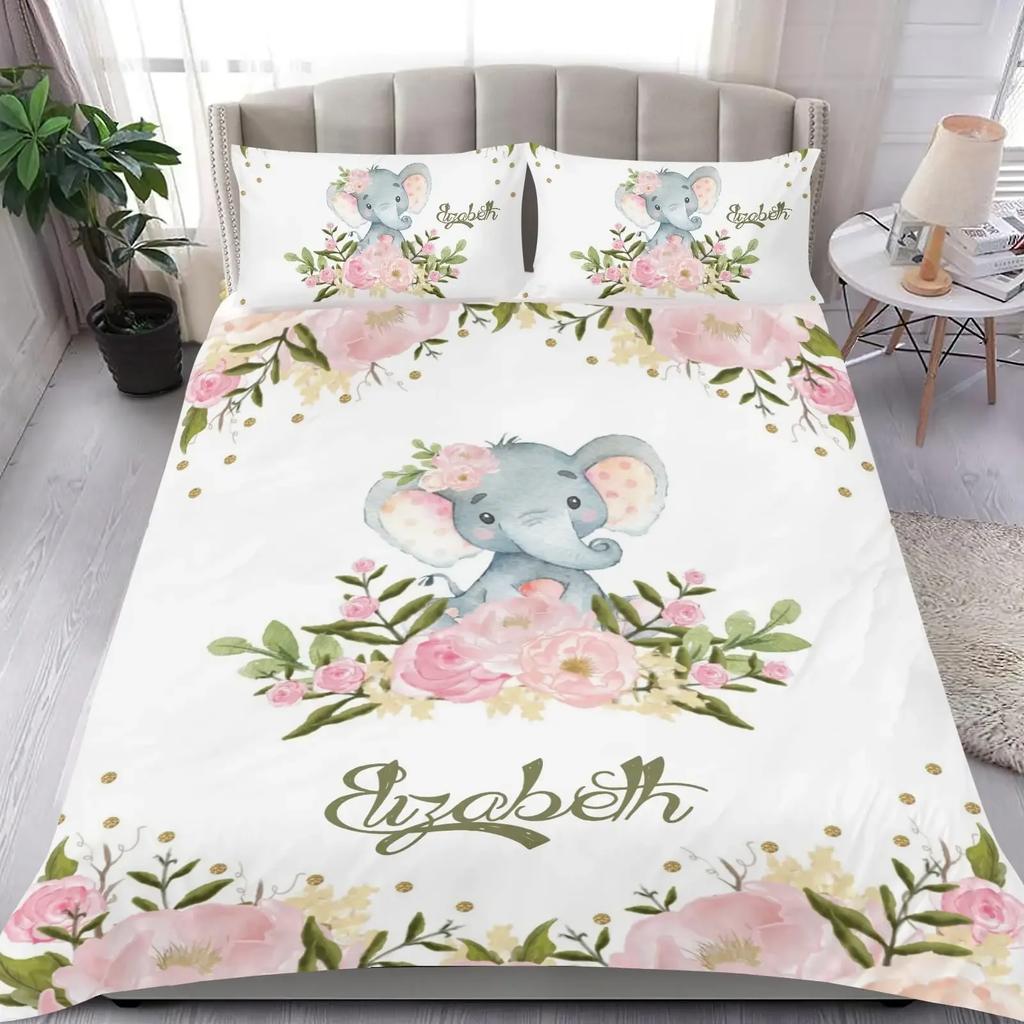 Custom Name Duvet Cover Set Cartoon Animals Unicorn Bedding Set Twin Full Queen King For Kids Girls Boys Birthday Wedding Gifts