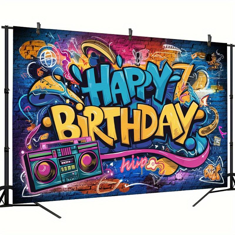 One party banner, a hip-hop and rock birthday party decoration background for photography props, polyester banner
