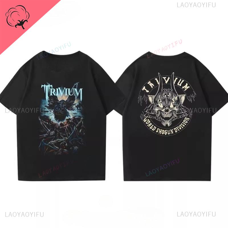 Trivium Футболка Ascend Above The Ashes Тур 2025 Футболка Двусторонняя Печать Хлопок Винтаж Хэви-метал Группа Рок-музыка Футболка