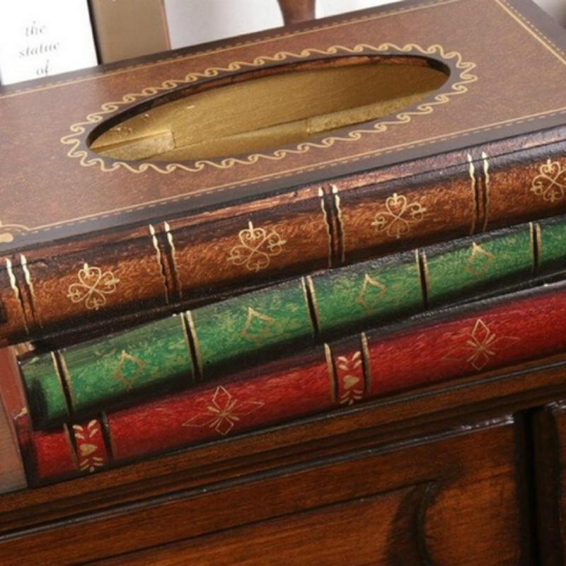 Новая винтажная деревянная коробка для бумажных полотенец в форме книги, крышка, подставка для салфеток, коробка для салфеток