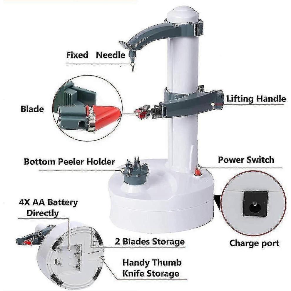 Electric Peeler,electric Apple Peeler,electric Vegetable Peeler Apply for Vegetables,round Potatoes,round Apples,equipped with 2 Blades,easy To Clean