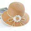 Summer Women's Sun Hat, Flower Embellished Wide Brim Straw Hat, UV Protection Beach Hat for Outdoor Use