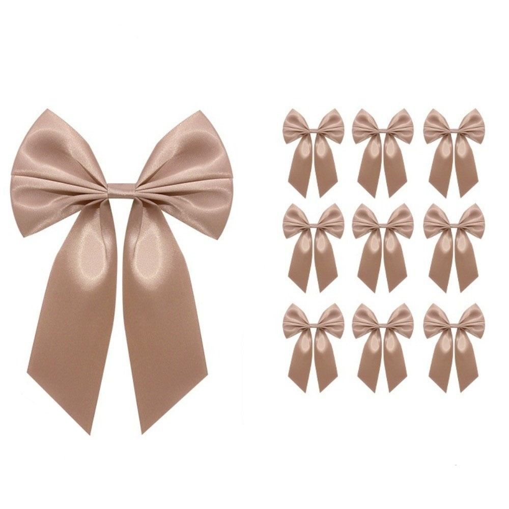 10Pcs DIY Xmas Tree Bows Solid Color Giant Ribbon Bowknot Happy New Year Decoration