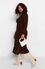 Women's Style Plus Size Brown Crew Neck Midi Knitwear Dress