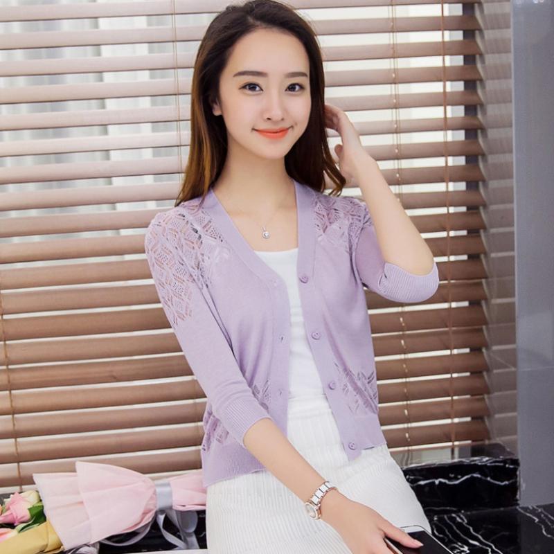 Корейский летний кардиган, женский осенний кружевной ажурный шаль, женское тонкое пальто, женские топы, вязаный свитер, женские кардиганы