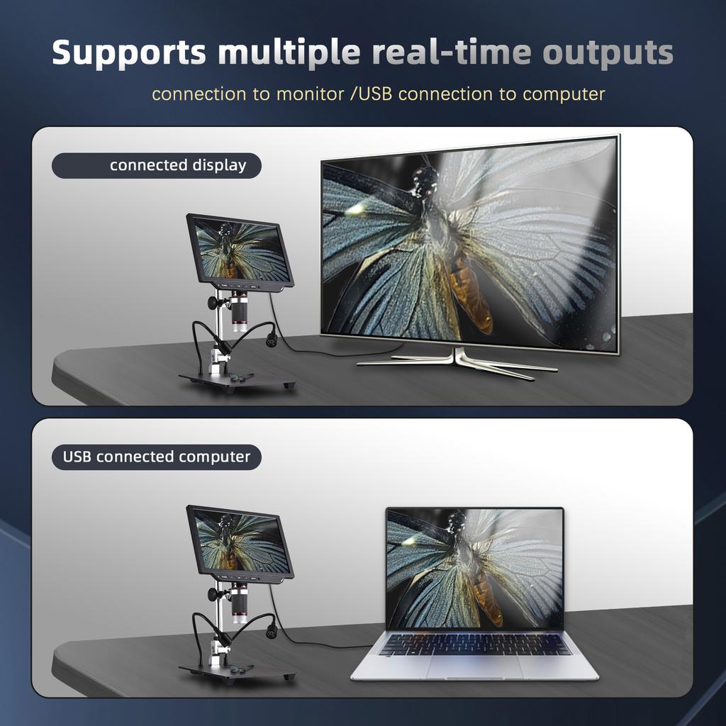 Настольный цифровой микроскоп для взрослых 10X 430X увеличение с 8,0-дюймовым IPS-экраном 52 МП фото 4K видео встроенный