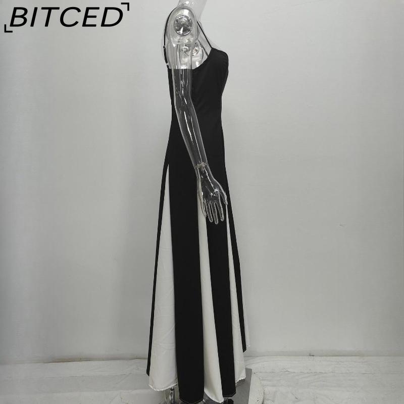 BITCED Элегантное вечернее платье с открытой спиной, дизайном color block и тонкими бретелями