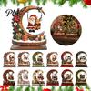 Christmas Tabletop Decor Wooden Tree Ornament, Santa Snowman Reindeer Crescent Moon Swing Holiday Gift for Colleagues Home Office Party Supplies