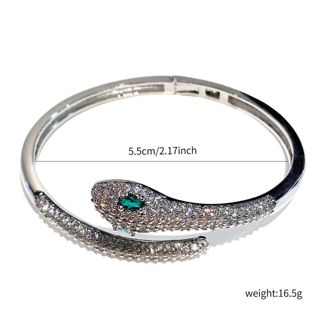 Fashionable Exotic Spirit Snake Bracelet, Green Eyed Open Mouth Snake Women's Bracelet, Retro