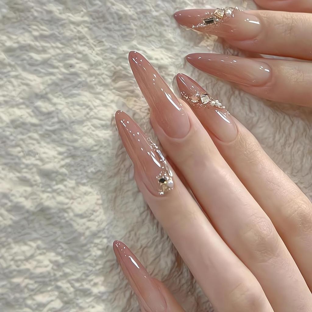 Sunset Goddess Gradient Rhinestone Handmade Wearable Nails - 285 Styles with Box Tool Kit