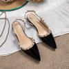 Beautiful Rear Empty Cool Slippers Women's 2025 New High-heeled Rivet Single Shoes Niche Design Temperament Pointed Sandals