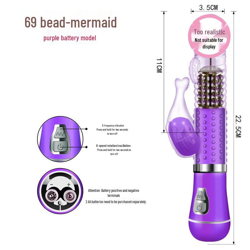Vibrating Mermaid Rotating Dildo Massager for Women