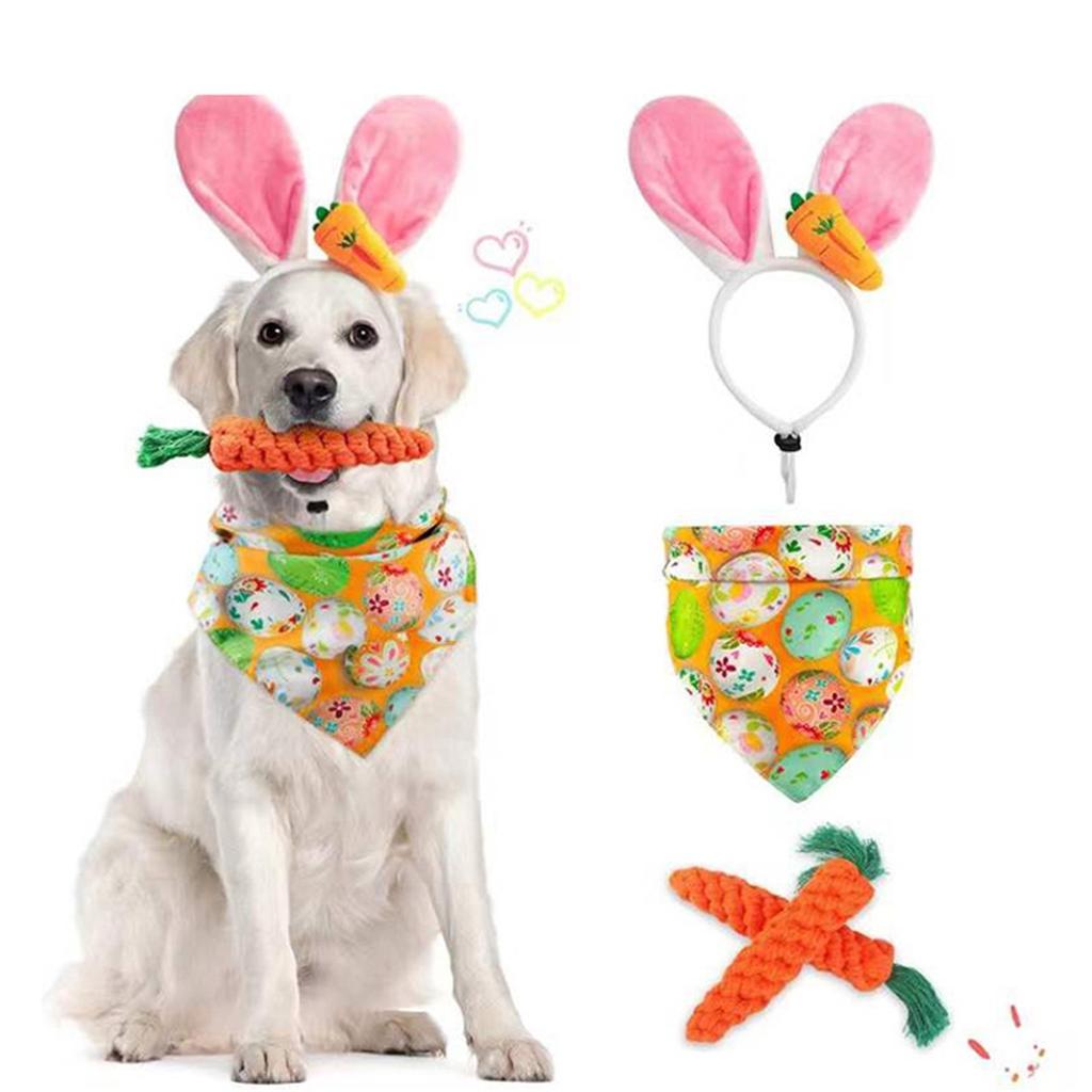 Easter Pet Party Decoration Set, Dog Towel, Headband Decoration Prop Set