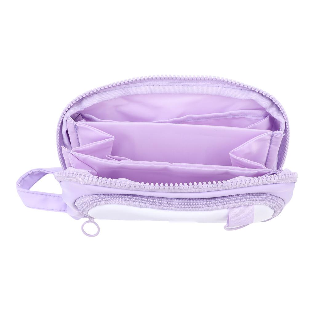 Pen Bag Large Capacity Students Handheld Portable 3 Compartments Travel Storage Organizer Purple