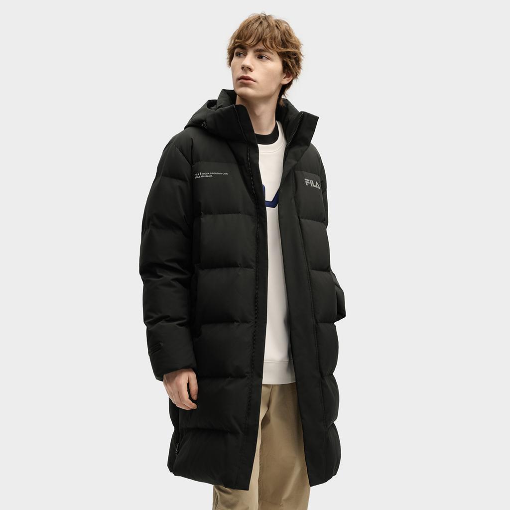 Fila Оригинальная Мода Простая Личность Трендовая Повседневная Универсальная Удобная Длинная Пуховая Куртка с Капюшоном Мужская верхняя одежда F11M549904FBK