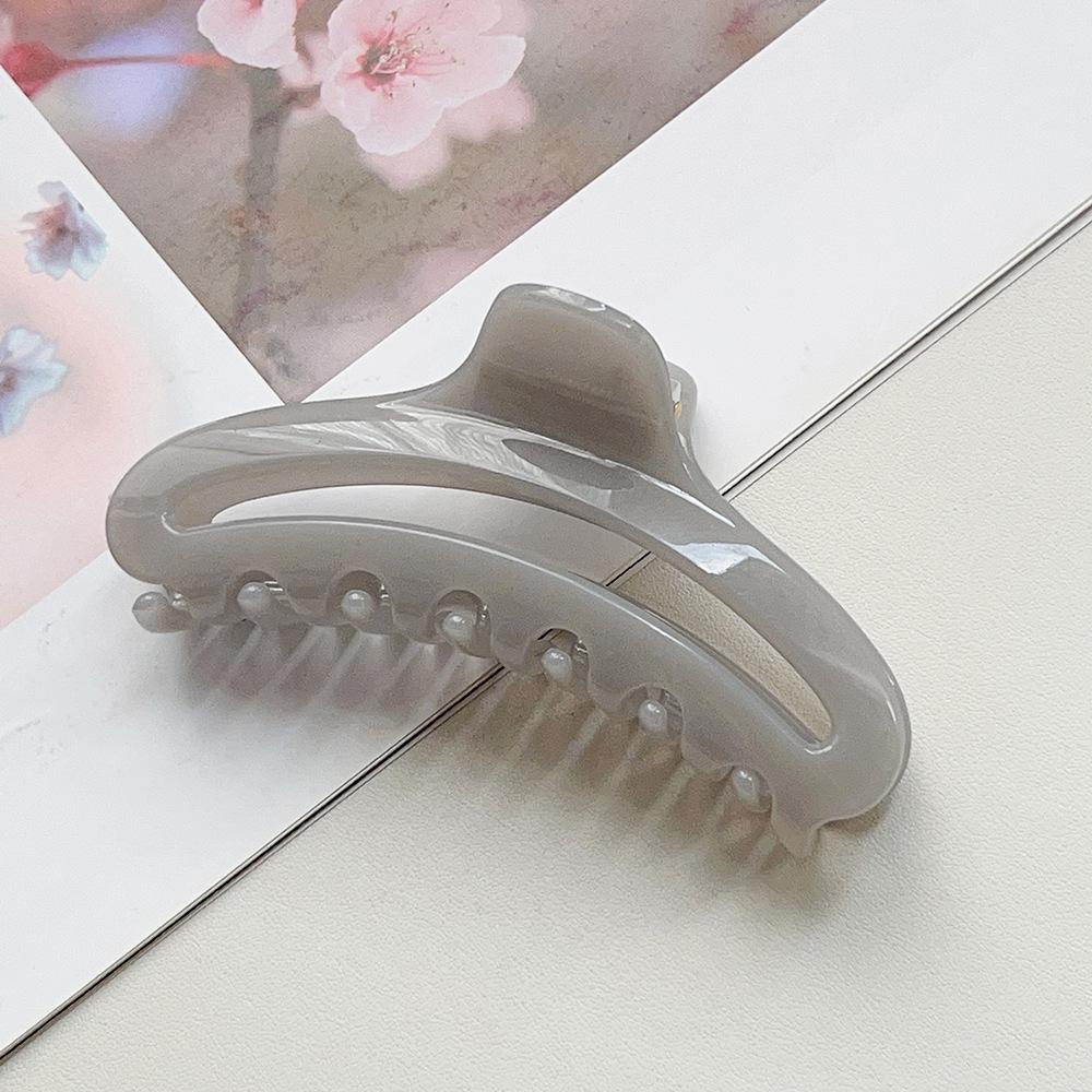 Jelly-colored hollow crescent hairpin PS high-end arc texture shark clip plate hair ponytail grip hair ornament
