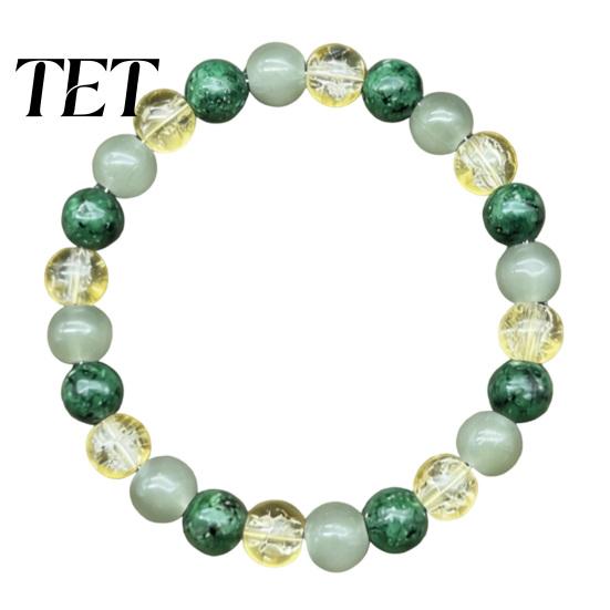 Spiritual Jewelry for Men Women 8mm Faux Crystal Beaded Bracelet, Natural Stone Round Beads Healing Birthday Anniversary Gifts Green Gemstones Stretch