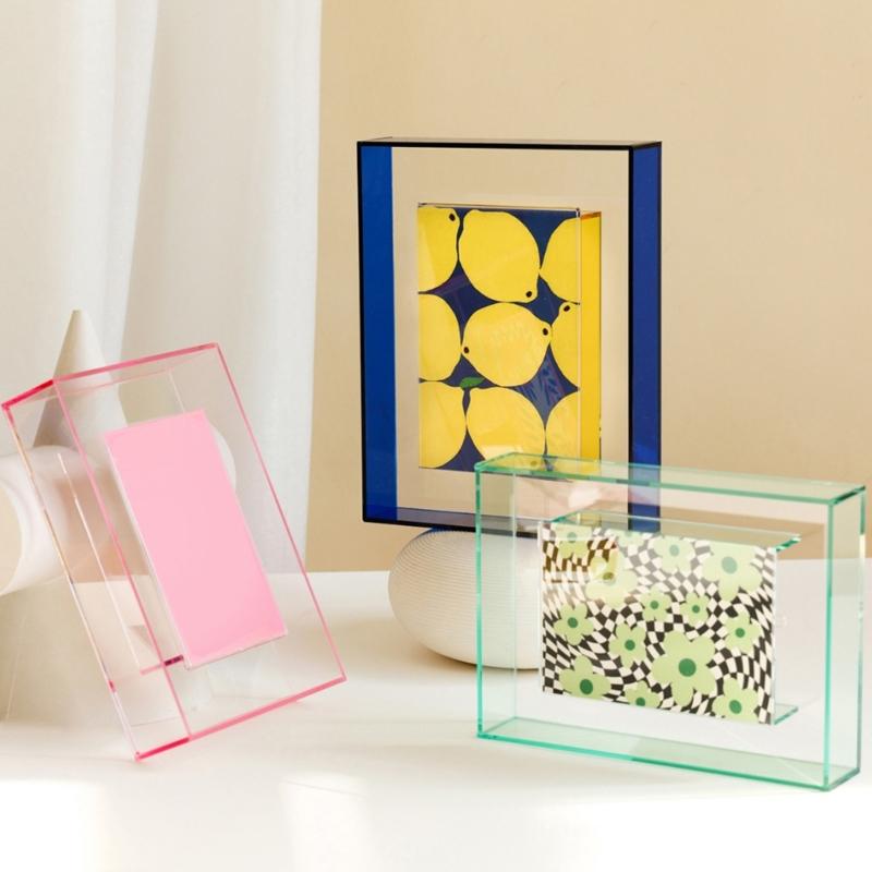 Photo Frame Acrylic Photo Holder for Desktop Display Support Horizontaled Vertical Clear