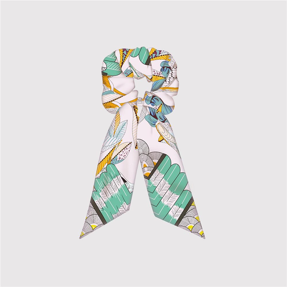 Большие резинки для волос из натурального шелка, резинки, завязки для волос, с принтом цепочки, эластичные резинки для волос, для хвостика, женские, элегантные, аксессуар для волос в виде шарфа