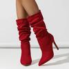 Eilyken New Fashion Wedding Pleat Ankle Boots Women Autumn Winter Concise Pointed Toe Thin High Heels Female  Shoes