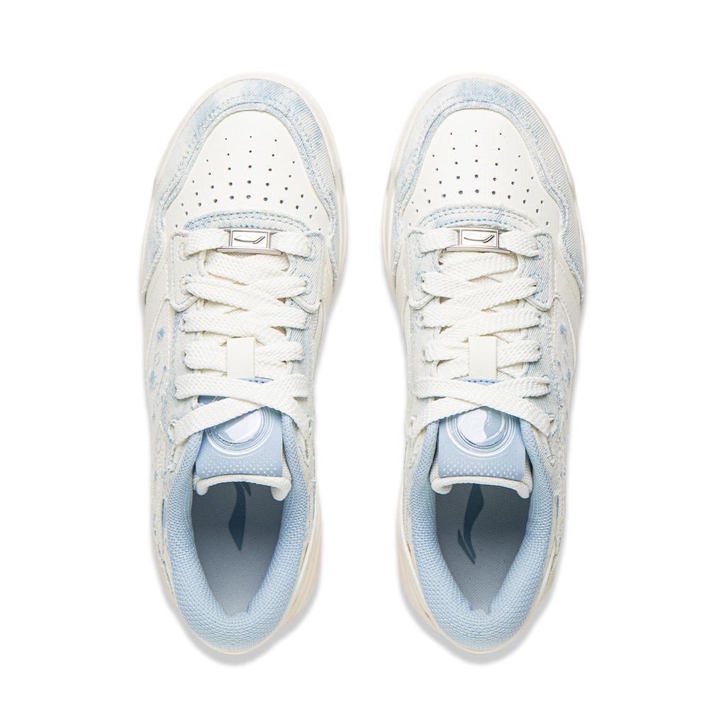 Li Ning Moon White 3 Скейтбордические кроссовки Женские Низкие Белый, Синий AGCV078-3