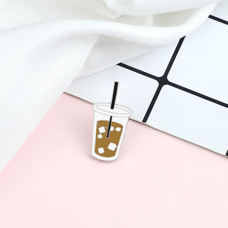 Fashion Coffee Brooches Iced Americano Cup Small Enamel Pins Cute Custom Metal Badge Jewelry Lapel Denim Backpack Pin Icon Gifts