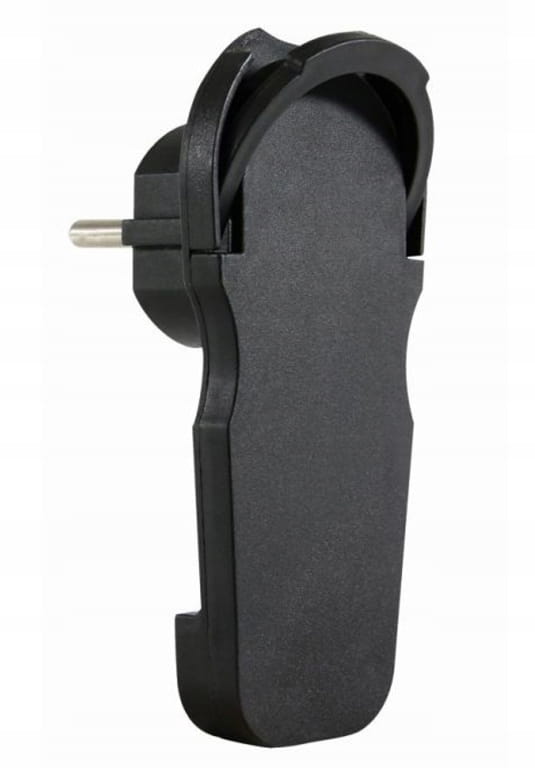 Flat plug with handle, black, 7mm, 2PZ, 16A, 3500W, with grounding