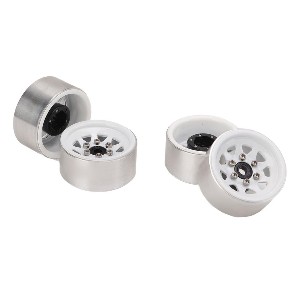 4 Pcs 1in RC Wheel Hub Lightweight Universal RC Car Replacement Metal Wheel Rims for Upgrade White