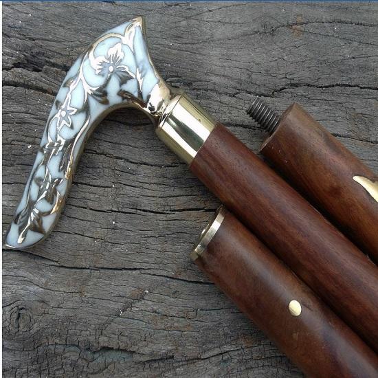 Античный латунный цветок лист сплошной белый стиль винтажная черная деревянная трость трость подарок для мужчин и женщин