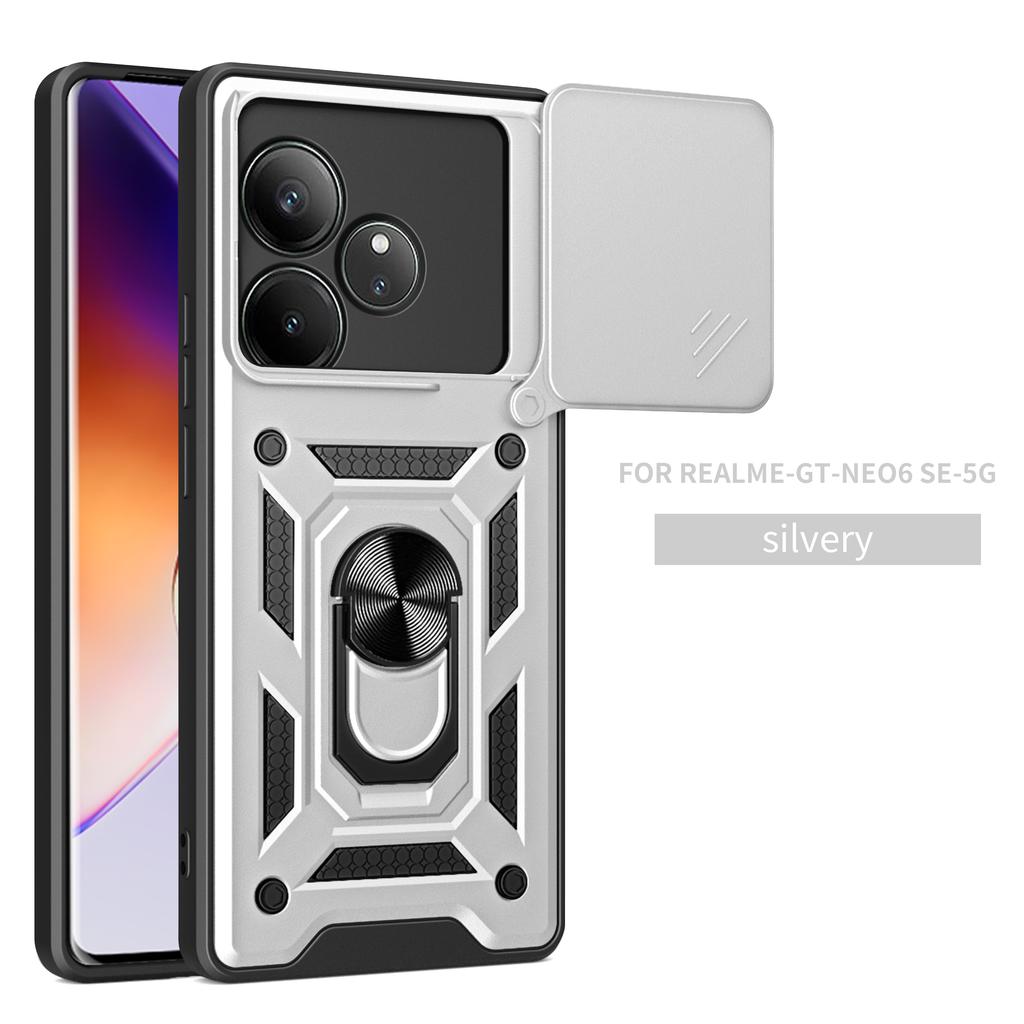 Чехол для Realme GT 6 Чехол-обложка для Realme GT 6T Чехол для Realme GT Neo 6 se Магнитное кольцо-держатель Бронированный чехол для телефона Защитная задняя крышка со шторкой для камеры