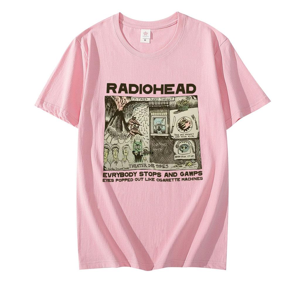 Футболка с принтом Radiohead Rock Boy, хлопковая, мужская, женская, с коротким рукавом, Harajuku, хип-хоп, пара, с круглым вырезом, модная, кавайная, свободные топы
