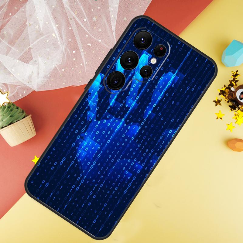 Hacker Binary Matrix Rain Phone Case For Samsung Galaxy S25 Ultra S21 S20 S22 S23 Ultra S9 S10 Plus S24 FE Cover Coque