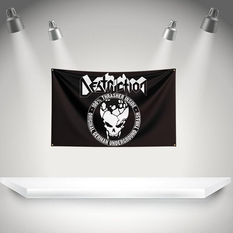 D-Destruction Flag Rock Music Band Banner HD Printing Tapestry Exhibition Music Band Fans Garage Decor