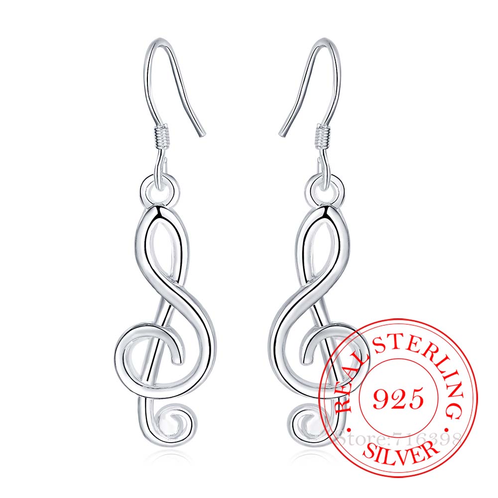 Серьги из стерлингового серебра 925 пробы, корейские винтажные длинные висячие серьги с музыкальной нотой для женщин, помолвочные свадебные украшения