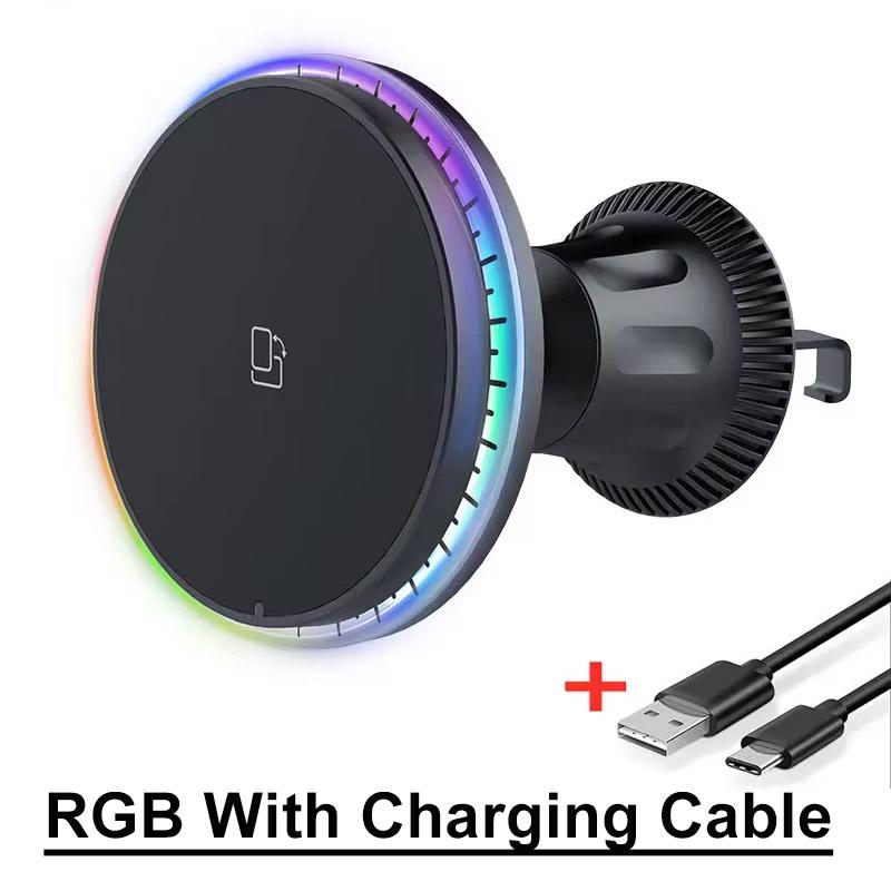 Xiaomi Магнитное Беспроводное Автомобильное Зарядное Устройство RGB Для iPhone12 13 14 15 16 17 Pro Max Macsafe Автомобильный Держатель для Телефона Стойка Крепление Быстрая Зарядная Станция