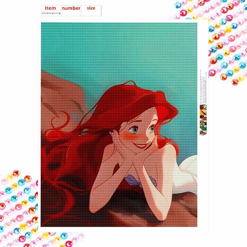 Disney Набор для алмазной мозаики без рамки, Ариэль Русалочка Фэнтези, Классический стиль Декор для дома Хобби, Идеальная идея для подарка