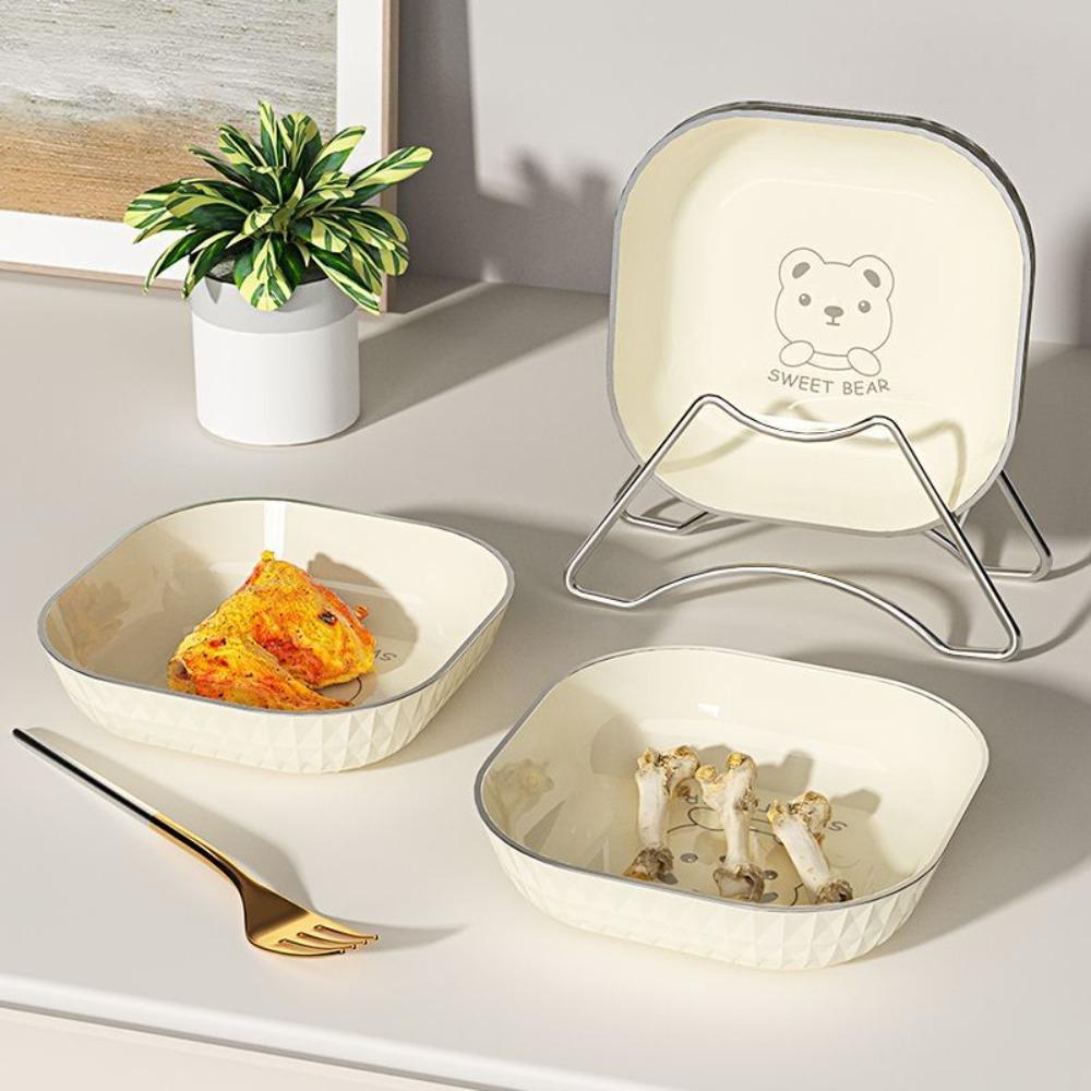 with Storage Rack Cartoon Bone Spitting Plate PP Food Plate Easy To Clean Fruit Plate Leisure Time