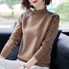 Autumn Winter Women's Sweater Warm Short Half Turtleneck Sweater Loose Embroidered Pullover