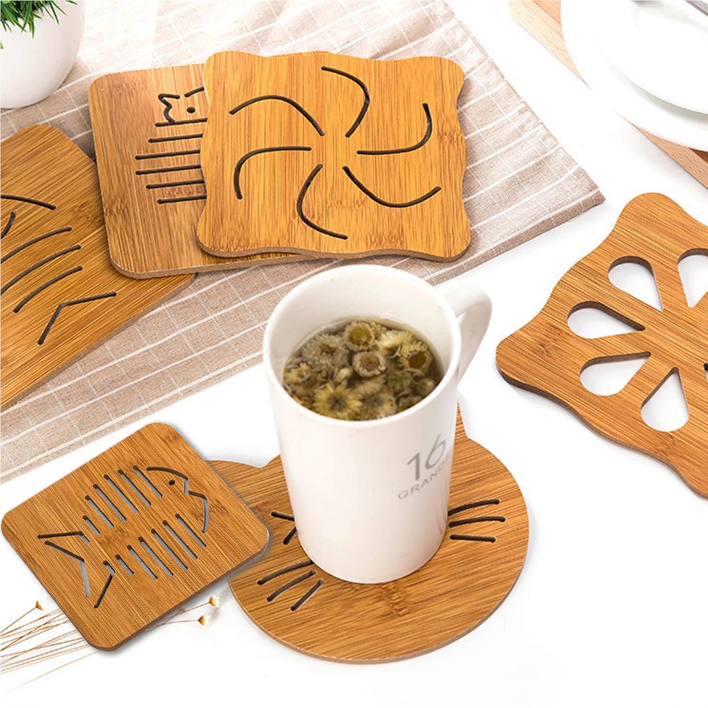 Мультяшный деревянный коврик для стола, утолщенный, антиожоговый, изоляционный коврик для ужина, полая, нескользящая сковорода, миска, лепесток