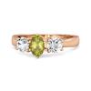 Three Stone Natural Peridot 925 Sterling Silver Rose Gold Vermeil Engagement Ring