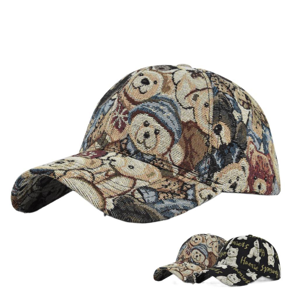 Little Bear Print Unisex-Teens Caps Bear Print Fashion Hip Hop Vintage Hat Cute Bear Baseball Cap