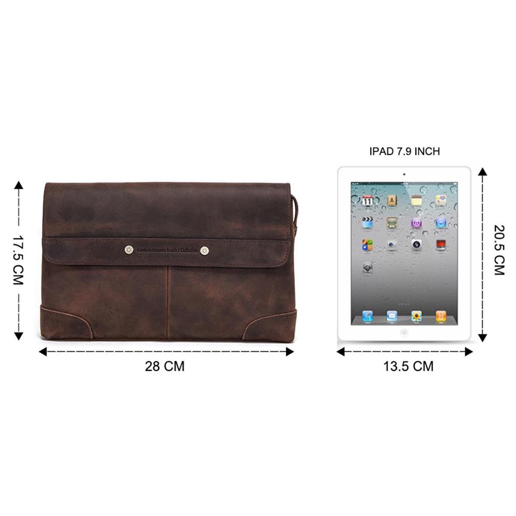 CONTACT'S Men Clutch Bags Crazy Horse Leather Long Wallet Men Large Capacity Hand Bag Male Purse With Phone Pocket