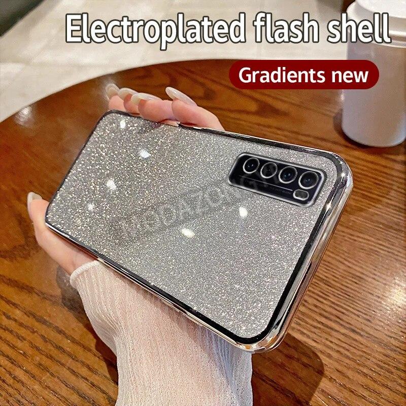 For Huawei Nova 7 Case Electroplating Soft Glitter TPU Cell Phone Back Cover Huawei Nova7 Phone Casing For Girl Woman