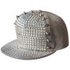 Adjustable Flat Brim Baseball Cap Men Women Streetwear Hip Hop Bboy With Square Studs Geometric Print