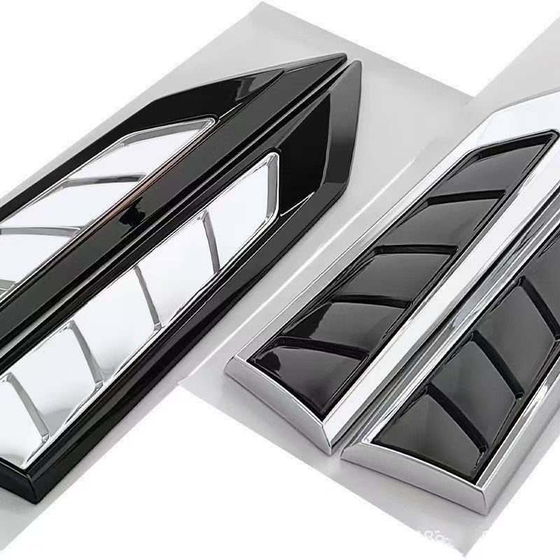 1 Pair ABS Shark Gills Blade Logo Car Badge Sticker Side Fender Rear Trunk Emblem Decal for SUV Car Truck Sports Car Racing Car